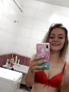Sexy Girl Bathroom In Selfie