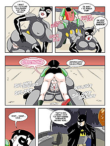 Robin Fucks Catwoman And Harley Quin While Batman Is Home