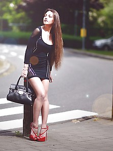 Oublic Streetshot In Most Sexy Hooker High Heels On Hot Legs