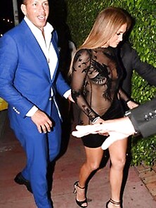 Jennifer Lopez Nip Slip In See Thru Dress While Out In Miami