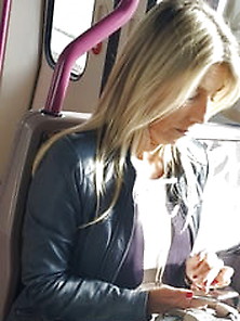Street Pantyhose - Mature Blonde Cunt On The Train