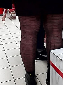 Beauty Legs With Black Pantyhose + Boots (Milfs) Candid