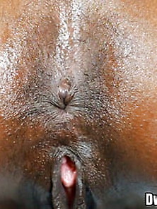 Oiled Dark-Skinned Ebony Asshole