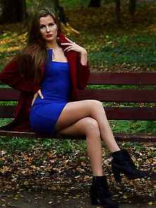 Russian Wife Outdoors In Pantyhose