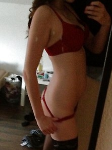 Gf In Sexy Red Underwear And Stockings