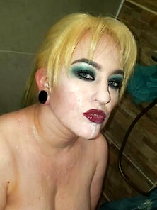 Chubby Milf Amy Leaf- Blonde Cum Shower