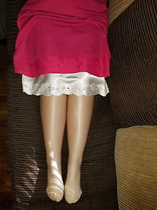 Wife In Pink Office Skirt & Slip