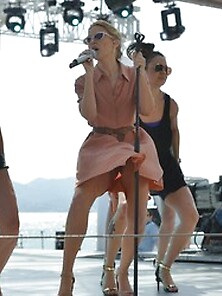 Kylie Minogue Upskirt While Performing Live In Cannes