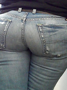 Big Round Ass & Butt In Blue Jeans