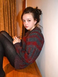 Sexy Brunette Teen In Tights