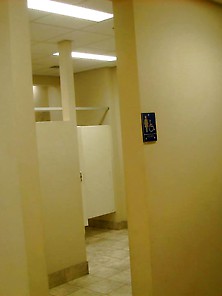 Flashing Bra,  And Cock In Womens's Washroom