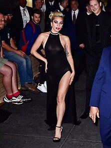 Lady Gaga Wearing A Black See Through Dress In Nyc