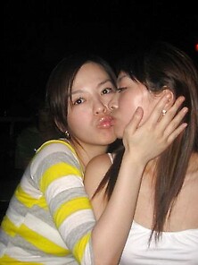 Girsl Getting A Little Lesbianistic In These Mixed Azn Pics 2
