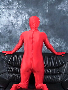 Posing In My Red Funsuit Pt1
