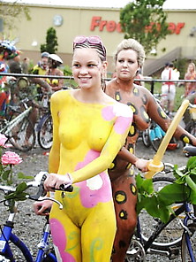Body-Painted Teen At Fremont Solstice Ride