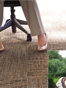 Casey S Candid Thick Thighs And Nude Heels In A Meeting