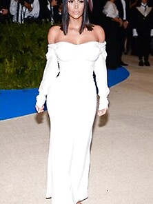 Busty Kim Kardashian In A White Dress