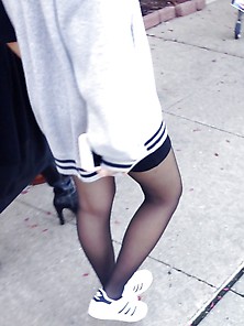 Really Cute Asain Girl In Black Stockings