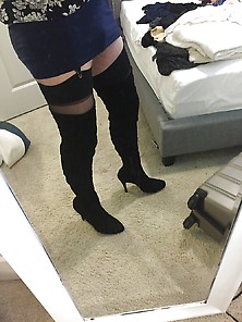 Skirt And Thigh High Boots