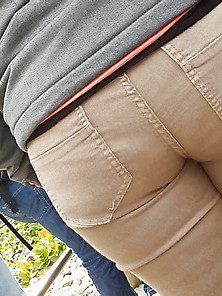 Bbw Ass In Beige Jeans With Wide Hips And Vpl 1