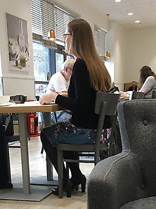 Street Pantyhose - Posh Brit Cunt In Tights At Lunch