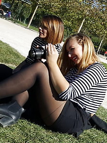 Pretty Blonde In Pantyhose