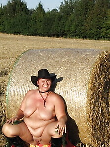 Anna Naked On Straw Bales...
