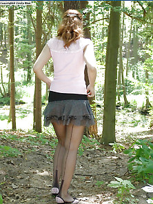 Black Stockings Upskirt In The Woods