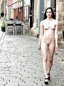 Slovak Girl With Bald Pussy Walking Outside