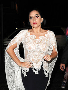 Lady Gaga Nipples In See Through White Blouse