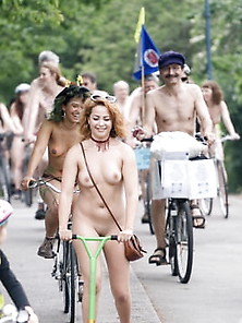 Naked Bike Ride Beauty On A Scooter
