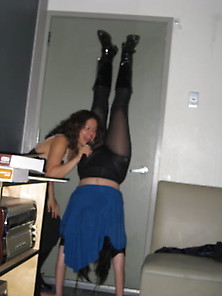 Girls Party Upskirt Tights And Ass