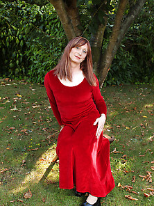 Transsexual Cutie In Long Red Dress