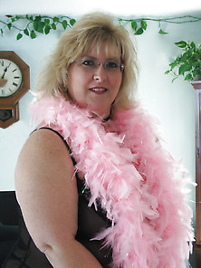 My Wife #2 Blk Lingerie,  Pink Boa & Heels