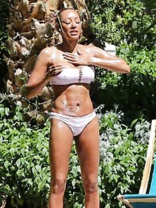 Melanie Brown Wearing A Bikini In Palm Springs