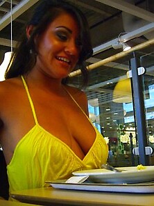 Latina Teen In Yellow Top And Jean Shorts Has Pierced Nipples To