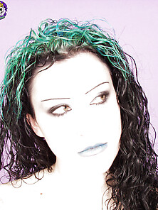 Gorgeous Green Haired Goth Strips Off Her Latex