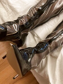 Clear Pvc Plastic Boots And Nylons 3