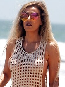 Ana Braga Wearing A See Thru Swimsuit In Malibu