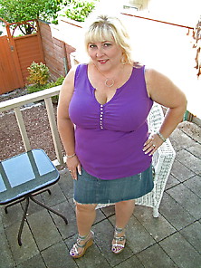 My Wife #25 Outside Purple Top & Silver Wedge Heels