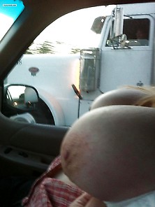 Amateur Big Boobs On Car