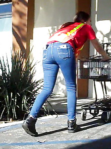 Shopping Cart Teen Butt Tight Ass Blue Jeans