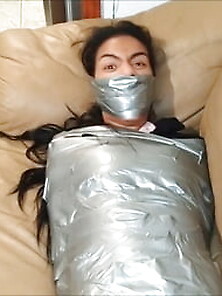 Gagged Girl Duct Tape Wrapped Up Tight - Selfgags