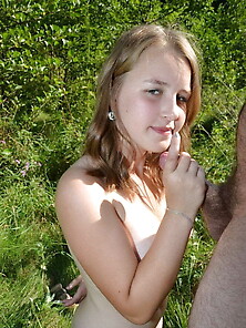 Amateur Girl Nude Posing And Blowjob Outdoors