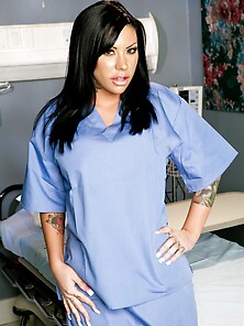 Busty Woman In A Medical Uniform Has Something Under Her Clothes