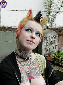 Hot Tattooed Punk Babe By Gravestone