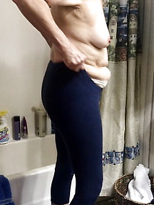 Mature Wife Putting On Blue Spandex