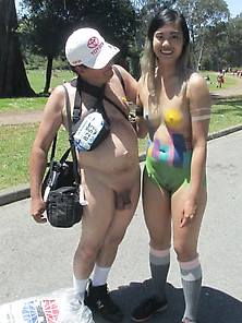 Body-Painted Chinese Girl Nude At Bay To Breakers