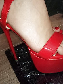 Lady L Crush Tab With Sexy Red High Heels.
