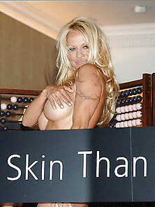 Pamela Anderson Hot Body In A Silver Swimsuit